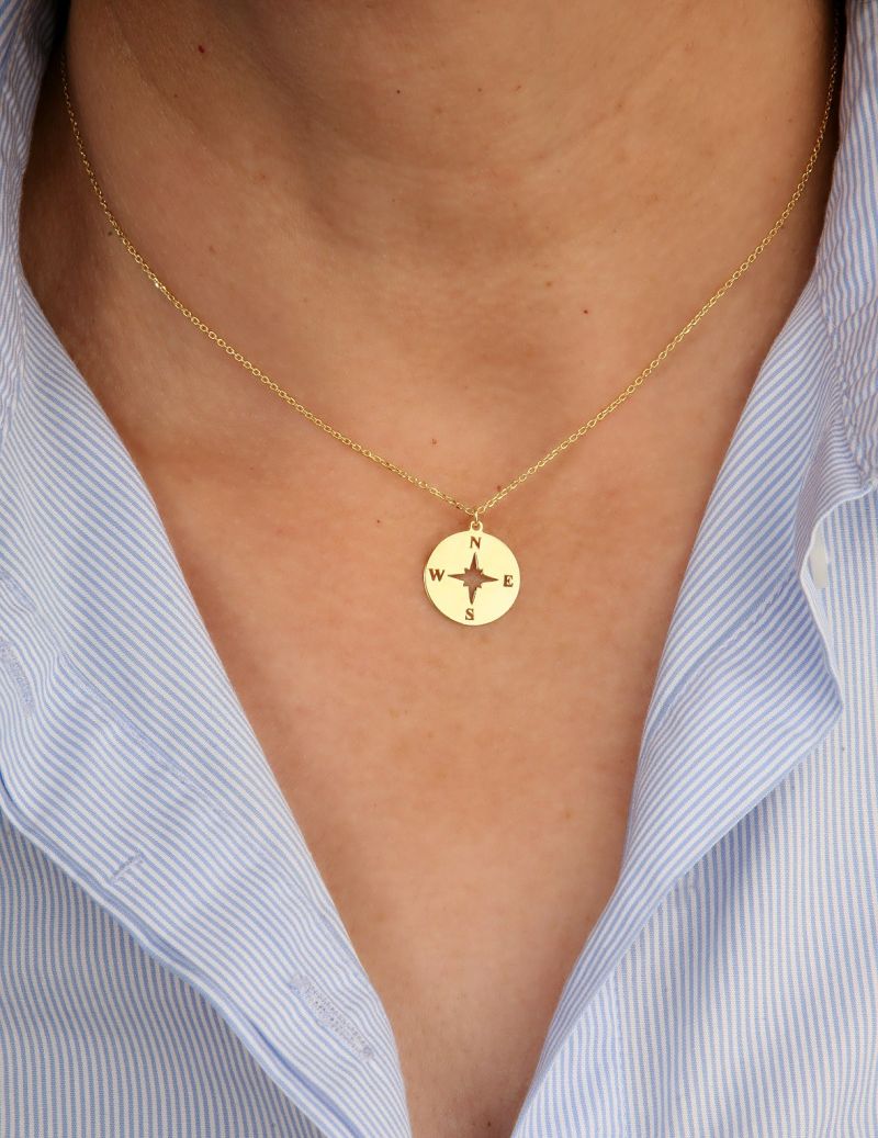 Compass rose necklace gold...